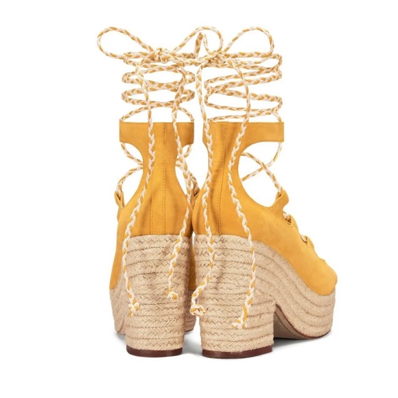 Tory Burch Positano Lace-Up Platform Espadrille Sandal Shoe Suede - Picture 2 of 10